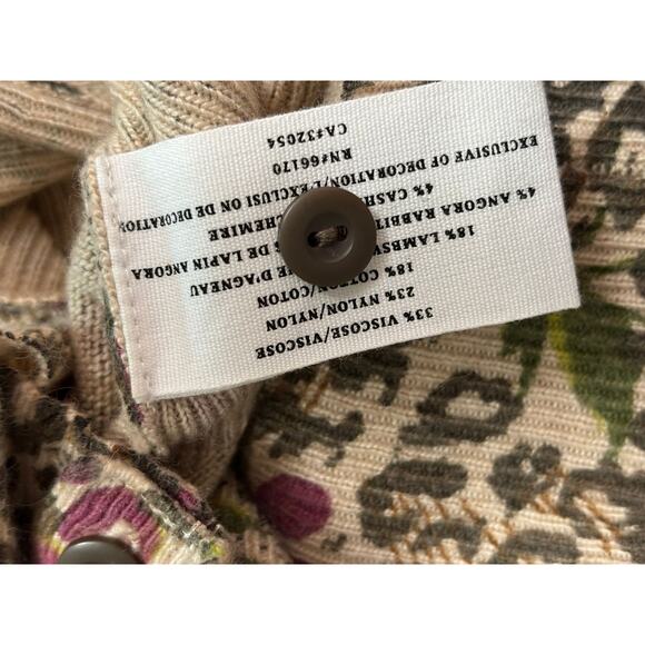 Sparrow Anthropologie Cardigan Sweater S Floral Animal Lambswool Angora Rabbit - Picture 5 of 7